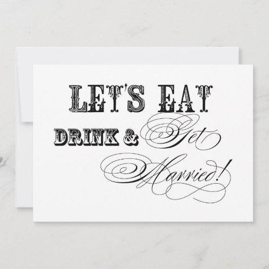 Eet, Drink trouwen Repetitie Avondeten Kaart (Achterkant)
