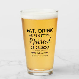 Eet Drink We gaan trouwen Save the date Glas