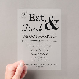 Eet Drink We zijn getrouwd Elopement bruiloft part Acryl Uitnodigingen