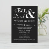 Eet Drink We zijn getrouwd Foto Elopement Party Kaart (Staand voorkant)