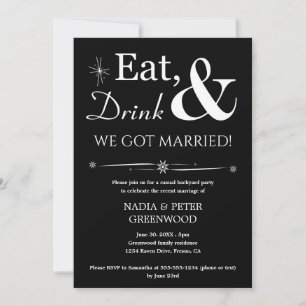 Eet Drink We zijn getrouwd Foto Elopement Party Kaart