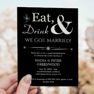 Eet Drink We Zijn Getrouwd Vluchten Trouwen Casual Kaart
