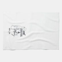 Eet, Drink & Wees Blij Keukenhanddoek met eigen na