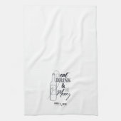 Eet, Drink & Wees Blij Keukenhanddoek met eigen na (Verticaal)