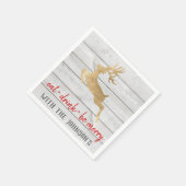 Eet Drink Wees Blij Rood Goud Wit Hout Rendier Servet (Hoek)