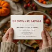 Eet Drink & Wees dankbaar Leuk Thanksgiving diner Kaart