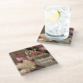 Eet Drink Wees dankbaar Rustieke Thanksgiving Foto Glazen Onderzetter (Schuin)