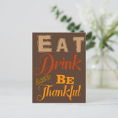 eet drink wees dankbaar thanksgiving herfst herfst briefkaart (Staand voorkant)