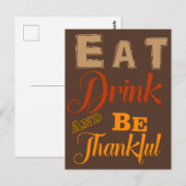 eet drink wees dankbaar thanksgiving herfst herfst briefkaart (Voorkant / Achterkant)