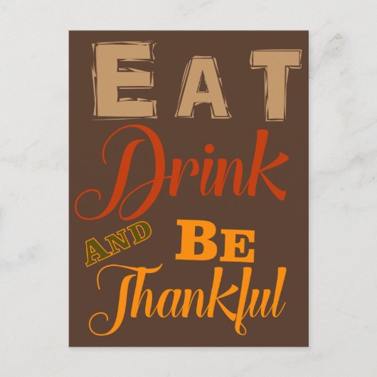 eet drink wees dankbaar thanksgiving herfst herfst briefkaart (Voorkant)