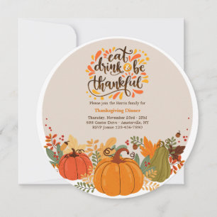 Eet Drink & Wees dankbaar Thanksgiving Uitnodiging