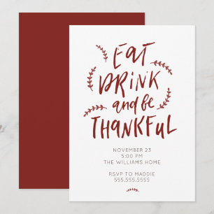 Eet Drink Wees dankbaar Thanksgiving Vriendschap Kaart
