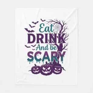 Eet Drink Wees Eng Halloween Griezeltje Boom Pompo Fleece Deken