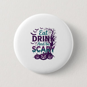 Eet Drink Wees Eng Halloween Griezeltje Boom Pompo Ronde Button 5,7 Cm