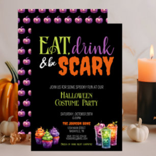 Eet, Drink & Wees eng Halloween Kostuumfeest Kaart