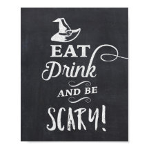 Eet Drink & Wees eng Halloween krijtbord teken