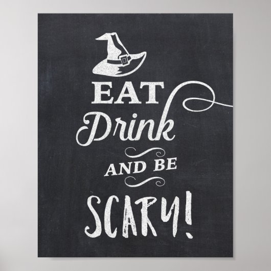 Eet Drink & Wees eng Halloween krijtbord teken Poster (Voorkant)