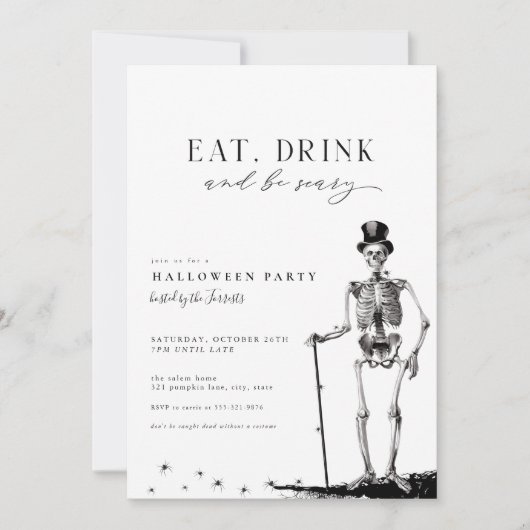 Eet Drink & Wees eng Halloween Party Invitation Kaart (Voorkant)