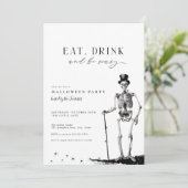 Eet Drink & Wees eng Halloween Party Invitation Kaart (Staand voorkant)