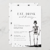 Eet Drink & Wees eng Halloween Party Invitation Kaart (Voorkant / Achterkant)