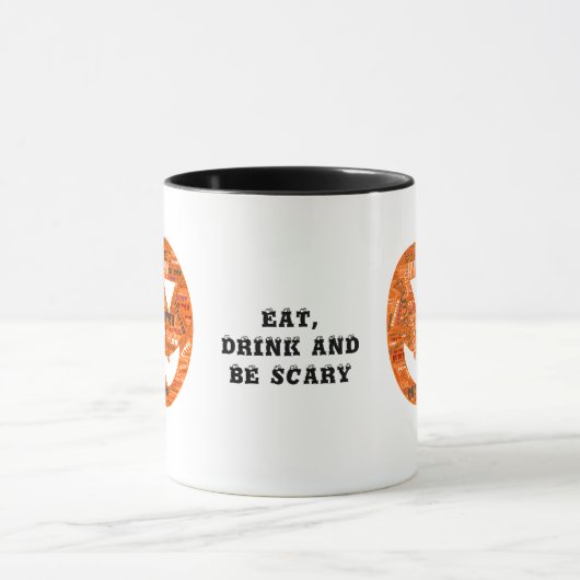 Eet Drink Wees eng Halloween pompoen woord cloud Mok (Midden)