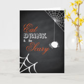 Eet, drink & wees eng Halloween Spinnenweb Kaart (Gele Bloem)
