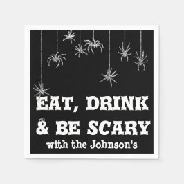 Eet Drink Wees eng hangende spin Halloween zwart Servet