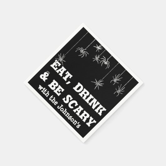 Eet Drink Wees eng hangende spin Halloween zwart Servet (Hoek)