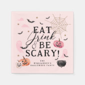 Eet Drink & Wees eng leuk pompoen Halloween feest Servet (Voorkant)