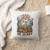 Eet Drink Wees Eng Skelet Halloween Pompoenen_1 Kussen (Deken)