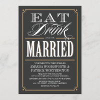 Eet Drink & Wees getrouwd bruiloft uitnodigingen