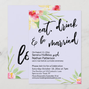 Eet, drink & wees getrouwd geschilderde bloemen la kaart