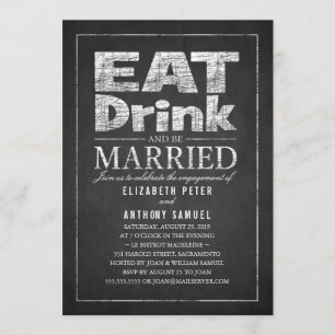 Eet Drink Wees getrouwd Grappig Engagement Party Kaart