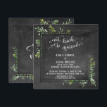 Eet Drink & Wees Getrouwd Groene Boeket Krijtbord Kaart<br><div class="desc">Deze charmante uitnodiging voor een huwelijksreceptie of receptie-only feest heeft een krijtbord achtergrond en een badge met een omrande vierkante krijtbordoverlay waartussen ik rommelige boeketten waterverf groen heb geplaatst. Met behulp van een elegant, kronkelend, modern scriptlettertype heb ik de woorden "eet, drink en trouw" bovenaan weergegeven, een koptekst voor je...</div>