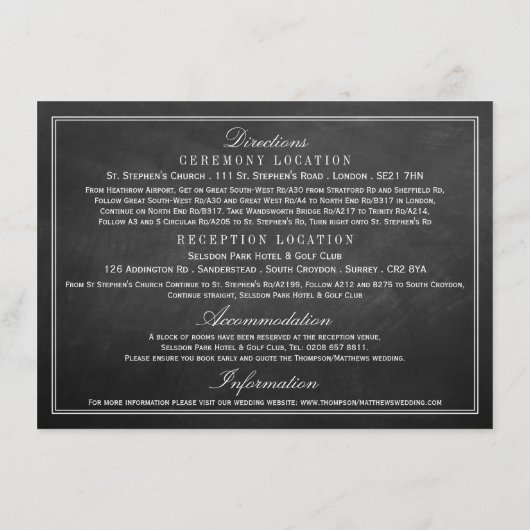 Eet, Drink & Wees Getrouwd Krijtbord Huwelijk Informatiekaartje (Achterkant)