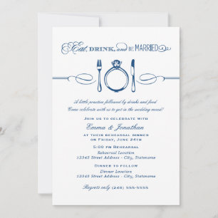 Eet Drink Wees Getrouwd Marine Rehearsal Dinner Kaart