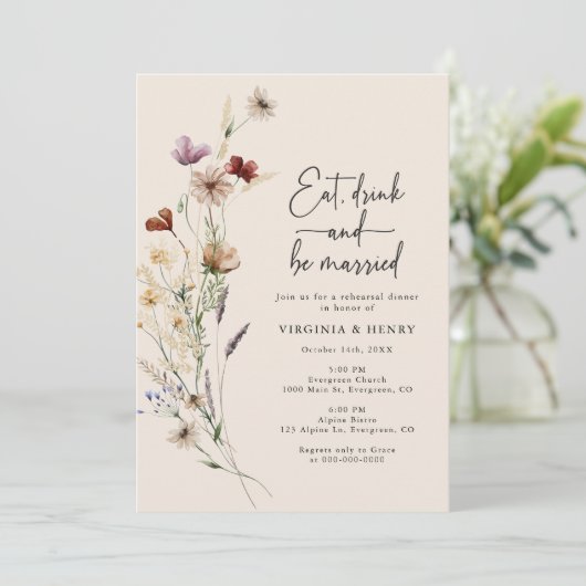 Eet Drink Wees getrouwd Repetitie Diner Kaart (Staand voorkant)