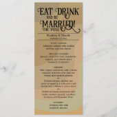 Eet Drink & Wees getrouwd Tan Retro Swirls Bruilof Menu (Voorkant)