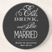 Eet, Drink, Wees Getrouwd Zandsteen Onderzetter (Voorkant)