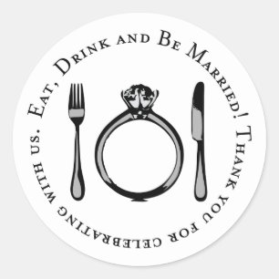 Eet Drink Wees Getrouwd Zwart Wit Ring Ronde Sticker