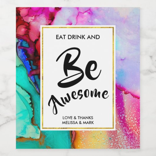 Eet Drink & wees Geweldige Dank u Wijn Etiket (Enkel label)