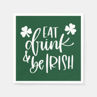 Eet Drink Wees Iers Groen Tekst Ontwerp Feest Servet