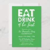 Eet, Drink & Wees Iers Modern St. Patrick's Day Kaart (Voorkant)