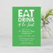 Eet, Drink & Wees Iers Modern St. Patrick's Day Kaart (Staand voorkant)