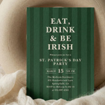 Eet Drink Wees Iers St Patricks Feestparty Strepen