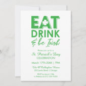 Eet, drink & wees Iers typografie St. Patrick's Da Kaart (Voorkant)