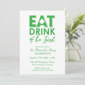 Eet, drink & wees Iers typografie St. Patrick's Da Kaart (Staand voorkant)
