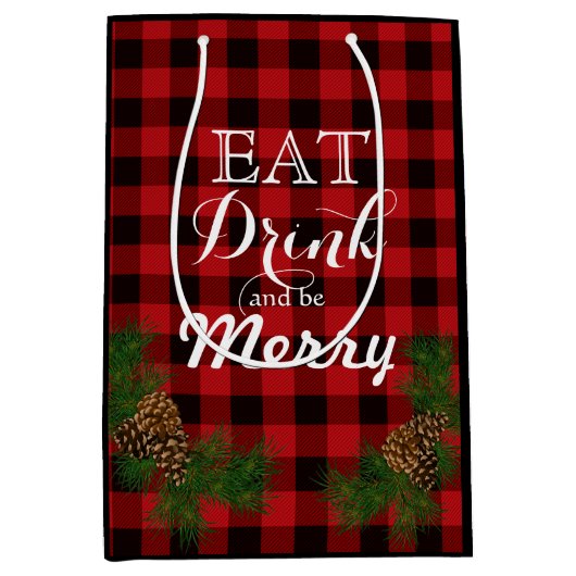 Eet, drink, wees lekker - Holiday pinecone red pla Medium Cadeauzakje (Voorkant)