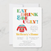 Eet, drink & wees lelijk Kerstmis T-shirt Feest Kaart (Voorkant)