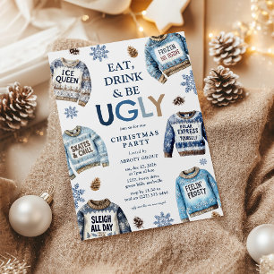 Eet, drink & wees lelijk! Lelijke trui kerstfeest Kaart